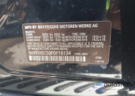 2015 BMW X5 xDrive35I z USA, uszkodzony, nr VIN 5UXKR0C59F0P16134